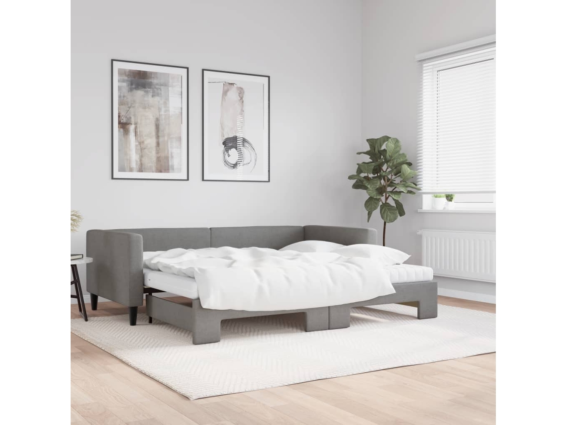 Sofá Cama Nido Con Colchón Tela Gris Oscuro 90x190 Cm