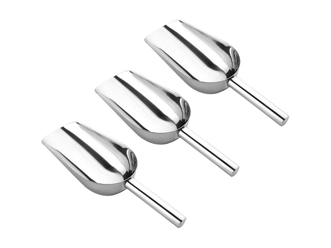 3 Palas De Acero Inoxidable Para Hielo, 20 Cm, 142 G, Para Hielo, Granos, Alimentos Secos, Utensilios De Bar.