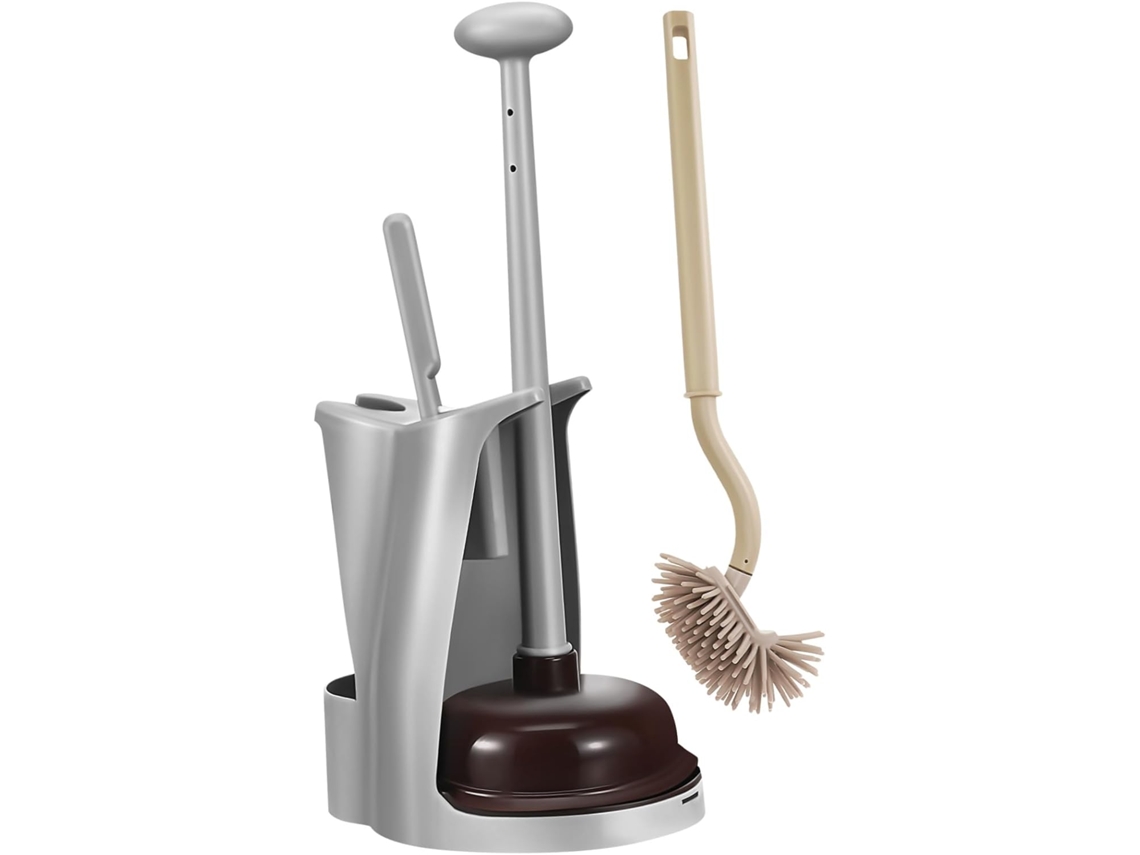 Juego de escobilla de inodoro y portaescobillas de pistón: accesorio de baño duradero y fácil de usar - Slowmoose