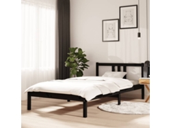 Estructura De Cama Sin Colchón Madera Maciza Negro 100x200 Cm