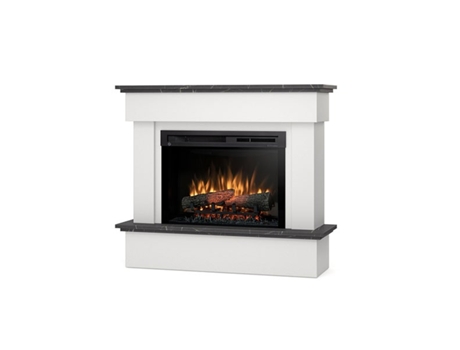 Chimenea LED eléctrica independiente TORMES 26' Blanco mate / mármol negro 108 x 93 x 33.5 OUTINFIRE