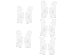 Velo Blanco De Seda Transparente Sin Dedos Para Mujer Con Pedrería, Guantes De Novia