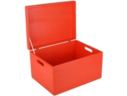 Caja de almacenamiento de madera roja Creative Deco XXL con tapa y asa