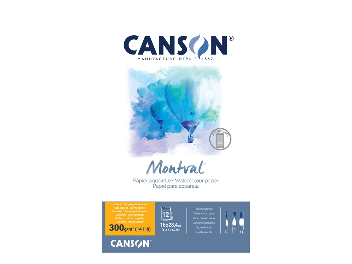 Bloco de Acuarela CANSON Montval 160 X 284 Mm 300 G/M²