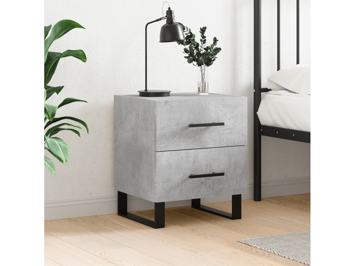 Mesita de Noche 40X35X47,5Cm Derivados de Madera Gris Cemento