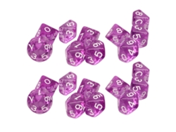 Juego De 20 Dados Digitales Transparentes De 10 Caras Para Juegos De Mesa Y Aprendizaje De Matemáticas, Color Morado.
