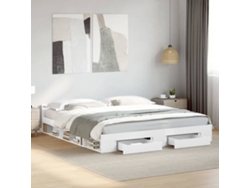 Estructura Cama Con Cajones Madera Ingeniería Blanca 180x200 Cm