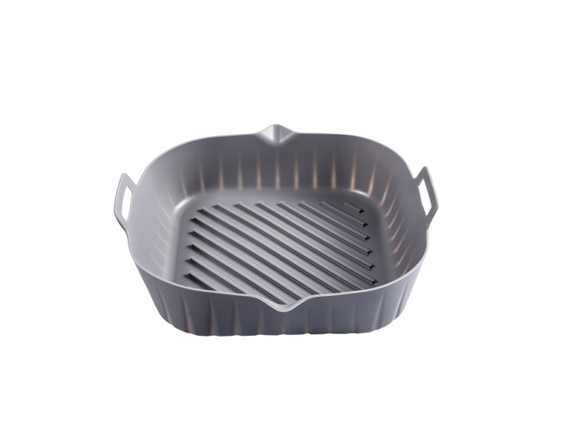 Bandeja De Silicona Reutilizable Para Freidora De Aire, Antiadherente, Resistente Al Calor Gris