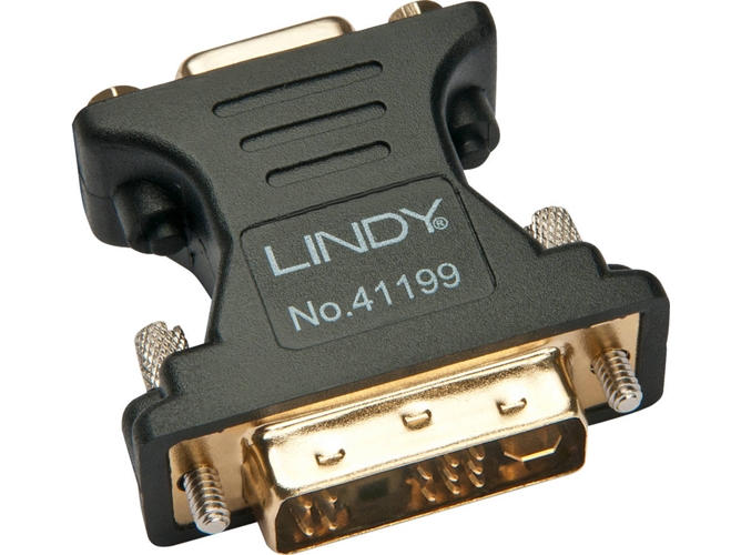 Cable Adaptador LINDY VGA para DVI-I Negro y Dorado