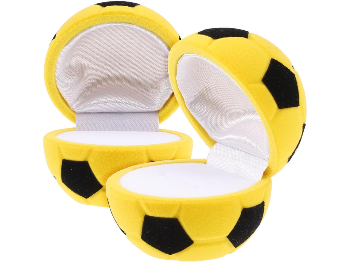 Joyería Diseño Fútbol Juego 2 Ligera Abs Interior Aterciopelado Ceremonias Compromiso Caja Boda