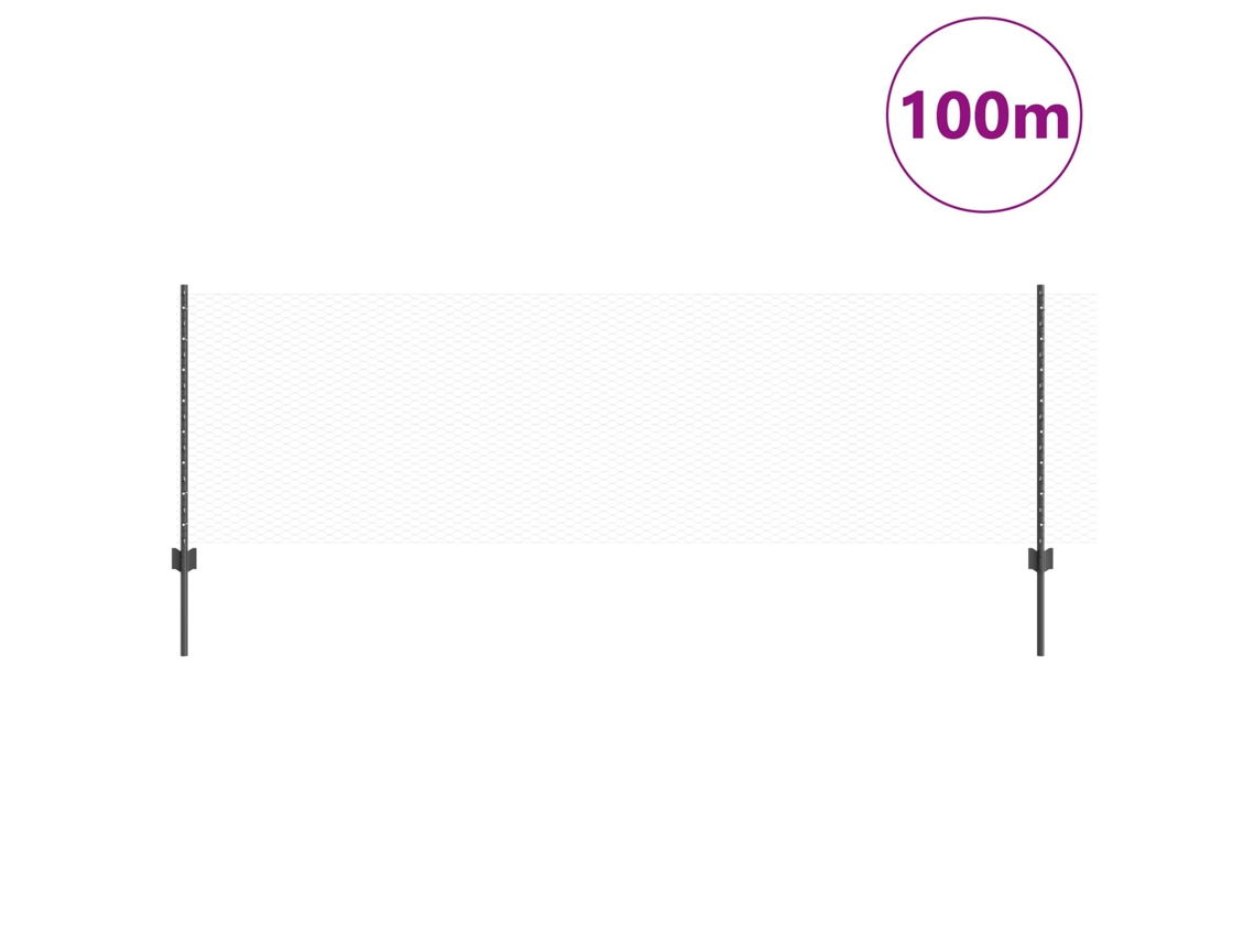 Postes para cercas (11 unidades, canal en U, gris, 80 cm, acero), cerca hexagonal, gris, 0,8 x 100 m, acero, WSD11236, Lovely Home