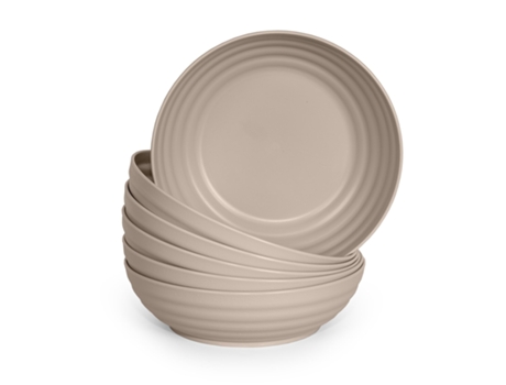 Juego de 6 Platos Reutilizables Clásicos de 19 Cm de Profundidad PLASTIC FORTE (Marrón)