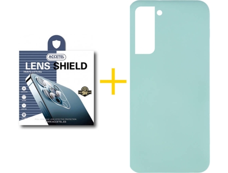 Carcasa + 1 Protector de Cámara para Samsung Galaxy S21 5G ACCETEL Verde Agua