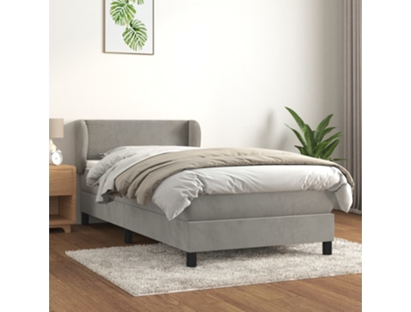 vidaXL Cama con somier y colchón 90x200 cm terciopelo gris claro