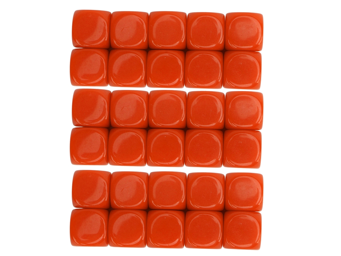 Juego De 30 Dados De Plástico Blancos De 16 Mm Con Esquinas Redondeadas, 6 Caras, Para Juegos De Matemáticas Caseros En Clase, Color Naranja.