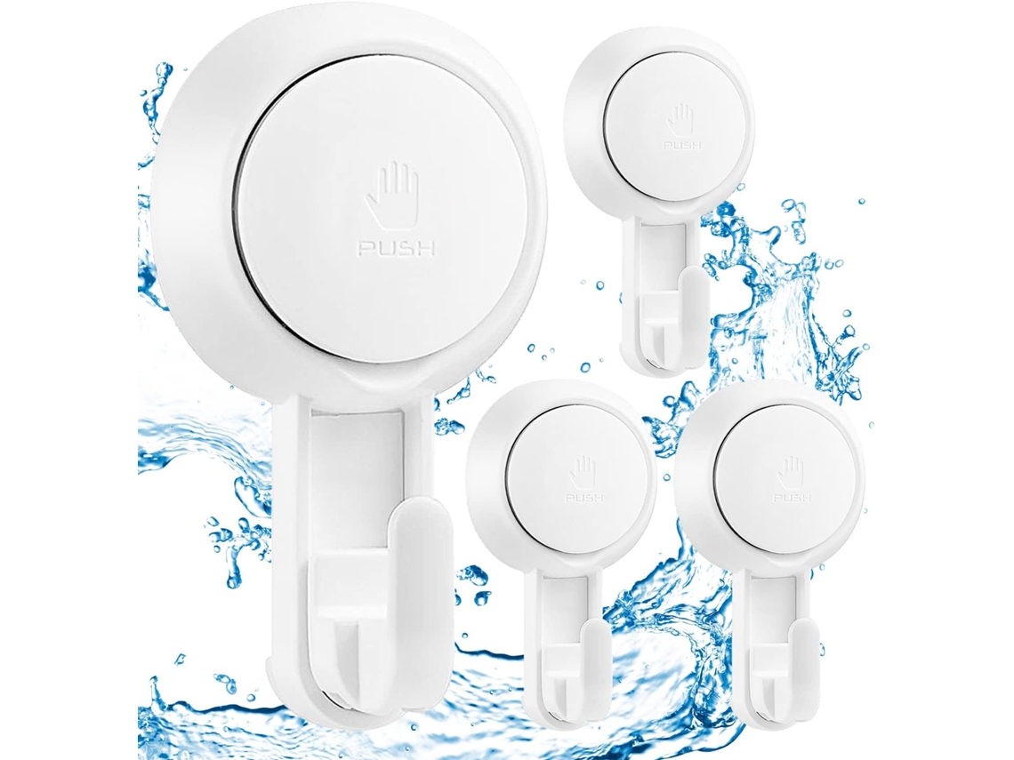 VVJIJILLY Conj. 4 Ganchos De Ventosa 5kg Para Wc, Cozinha, Toalhas Ou Utensílios (branco)