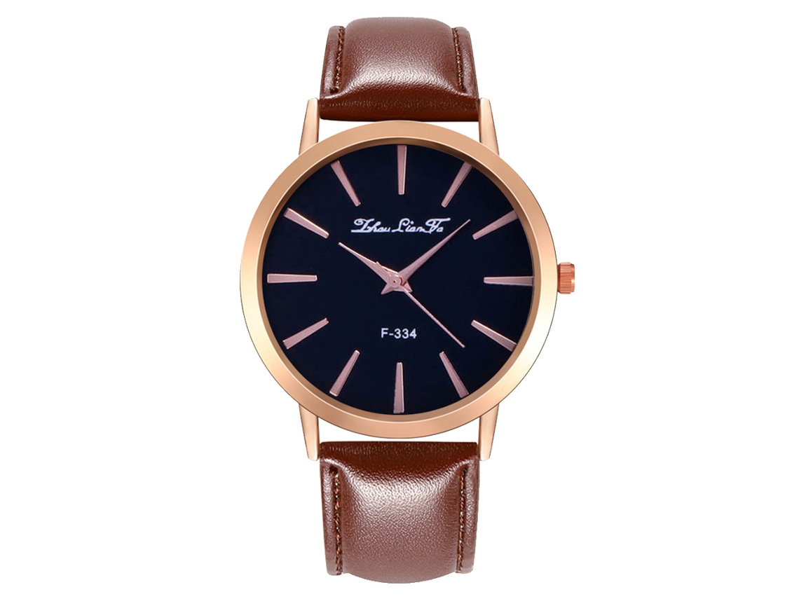 Reloj De Pulsera Unisex De Cuarzo, Moderno, De Piel Sintética, Para Hombre Y Mujer (color Café Oscuro).