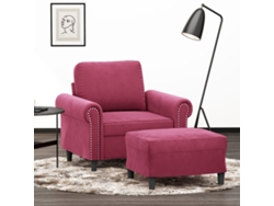 Sillón De Relax | Silla De Relajación | Sillón Con Taburete Terciopelo Rojo Tinto 60 Cm