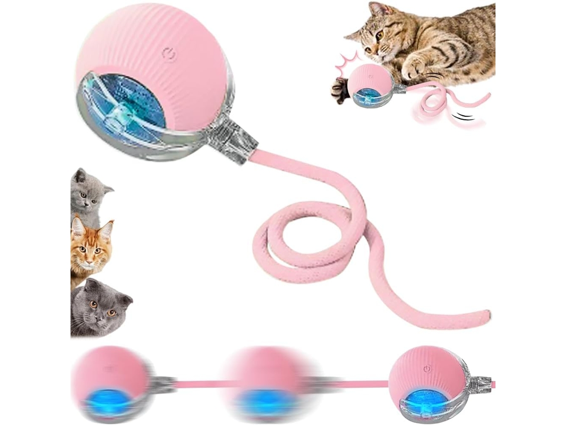 Pelota De Juguete Interactiva Inteligente Para Gatos Recargable 3 Modos Ajustables/rosa Gertiz