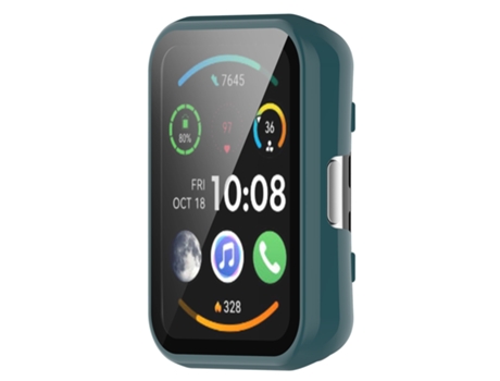 Huawei Watch Fit New Part + Funda protectora de reloj de película templada incorporada 9H (verde)