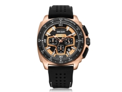Reloj Hombre Megir De Aleación Correa De Silicona Analógico De Cuarzo Oro Rosa Negro