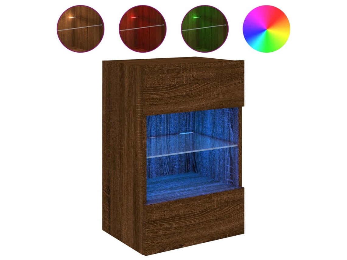 Maison Exclusive - Mueble De Tv De Pared Con Luces Led Roble Marrón 40x30x60,5 Cm
