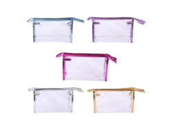 5pcs Necessário De Maquiagem Transparente De Couro Pu Com 5 Cores Para Viagem E Armazenamento