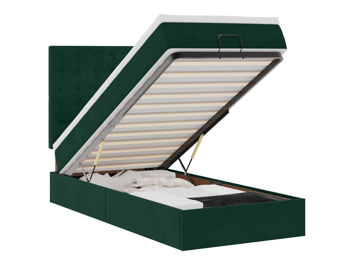 Maison Exclusive - Estructura Cama Otomana Colchones Terciopelo Verde Oscuro