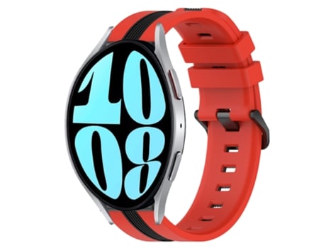 Correa de reloj inteligente para Samsung Galaxy Watch 6 44 mm 20 mm Correa de reloj de silicona vertical de dos colores (rojo + negro)