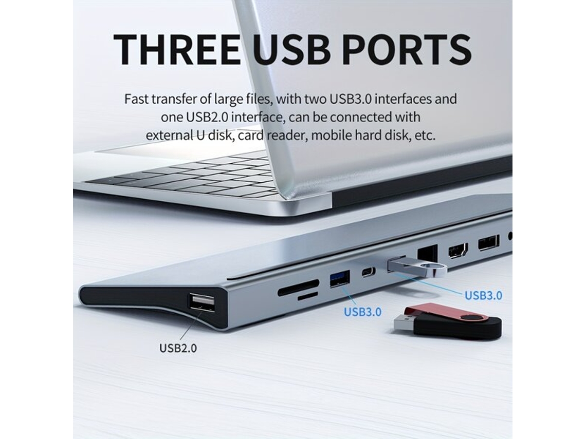 Base USB C con triple pantalla, adaptador 12 en 1. Vayotoy