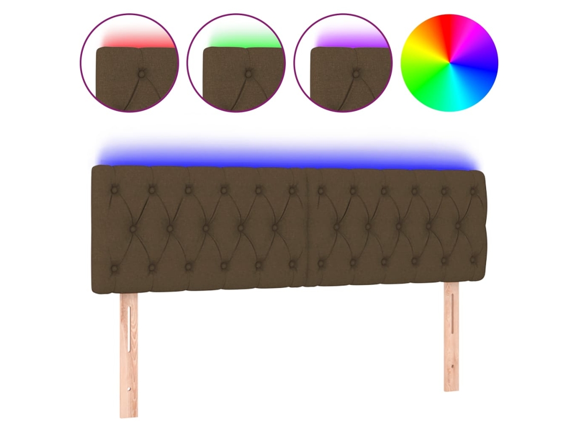 Maison Exclusive - Cabecero Con Led De Tela Marrón Oscuro 160x7x78/88 Cm