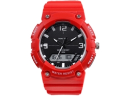 Reloj Deportivo Multifuncional De Dial Redondo Analógico Digital Para Hombres Rojo