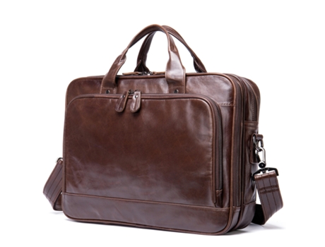 Bolso Bandolera De Cuero Genuino Para Hombres Maletín Impermeable Para Computadora Portátil Bolso De Negocios Bolso Bandolera-café