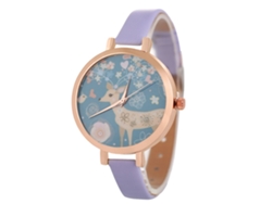 Reloj De Pulsera De Moda Para Mujer Con Correa De Pu Y Esfera Redonda, Cuarzo Morado.