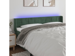 Cabecero Con Led De Terciopelo Verde Oscuro 203x16x78/88 Cm