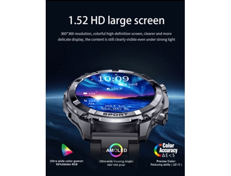 Smart Watch I116 1,52 pulgadas Monitoreo de salud de llamadas Bluetooth Más de 100 modos deportivos IP68 a prueba de agua - Negro BISBISOUS