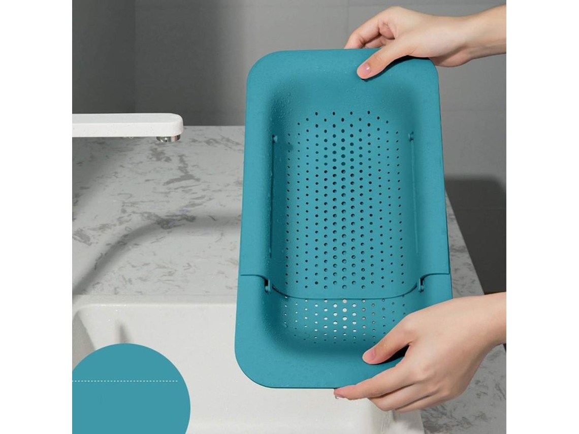 2026da-rack Colador Fregadero Ajustable Multifuncional Para Plato Fruta Verdura Almacenamiento Cocina Verde