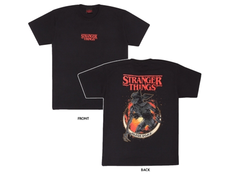 Camiseta Unisex STRANGER THINGS Corta Demogorgon Upside Algodón Negro (XL)
