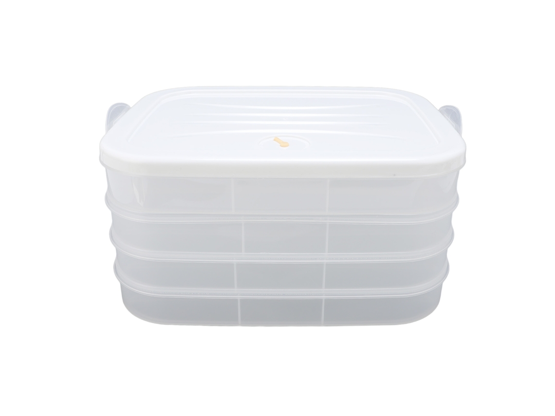 Caja De Almacenamiento De Ravioles De 4 Capas Con Tapa De Cierre Seguro, Apilable, Pp, Para Refrigerador.