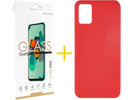 Kit Funda + Protector de Pantalla Samsung Galaxy A51 SKYHE Silicona Líquida (Rojo)