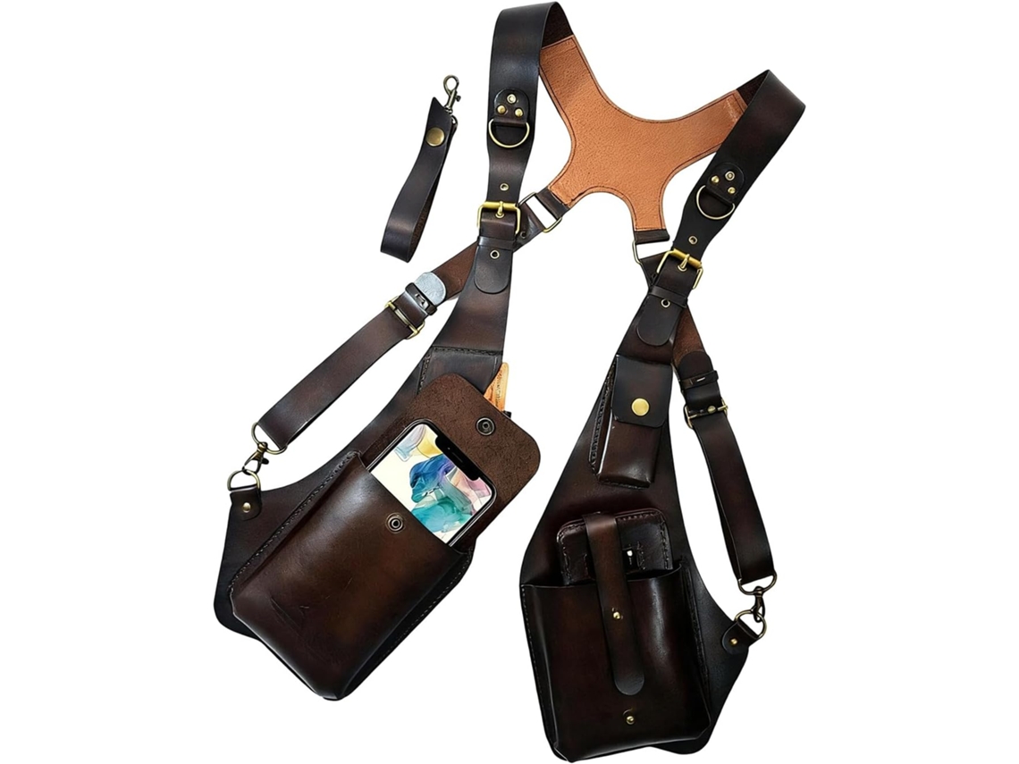 Arnés De Cámara De Cuero Transpirable Con Acolchado De Esponja Y Correas.