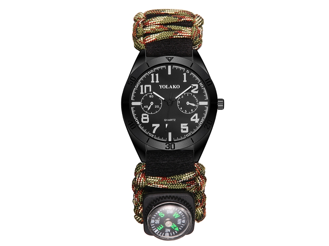 Reloj De Pulsera Para Hombre Con Brújula Para Senderismo Montaña Camping Verde