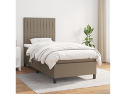 Cama Box Spring Con Colchón Tela Gris Taupe 90x190 Cm