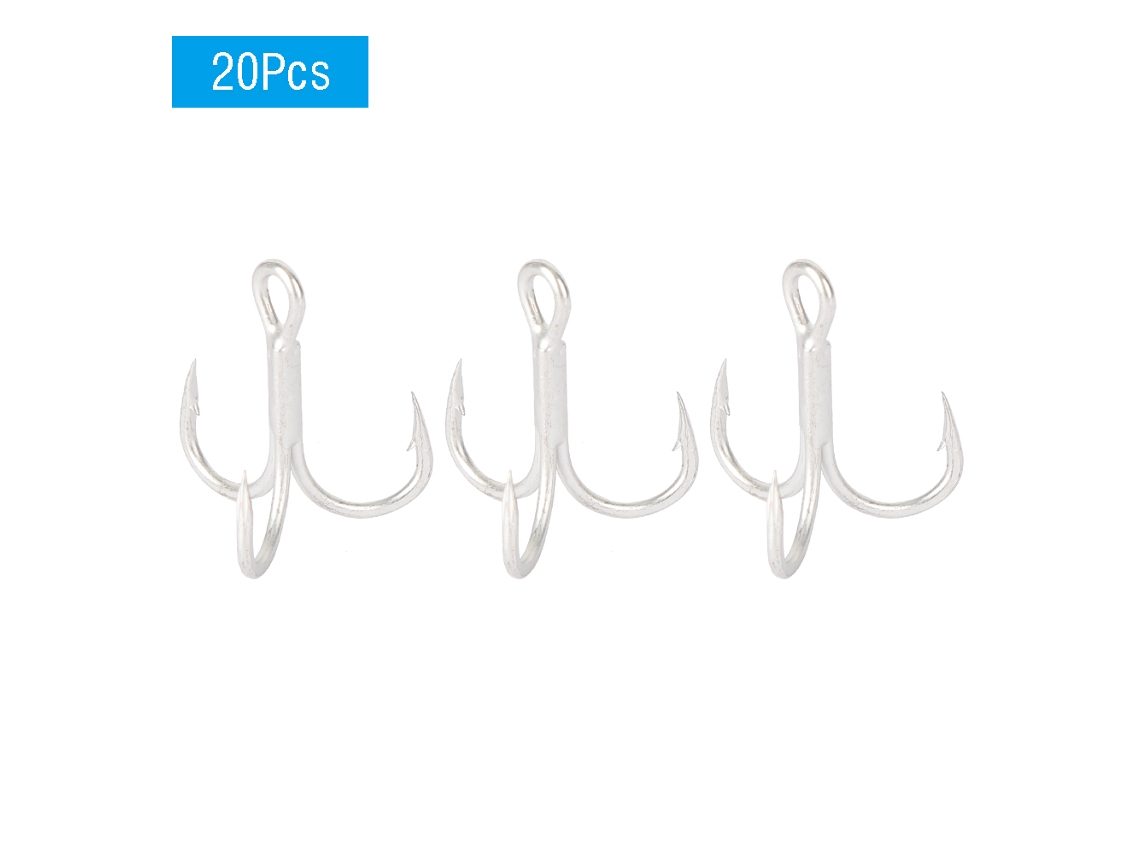 20 Clavos Triples De Pesca Afilados De Acero De Alto Carbono Con Barba Para Señuelos Y Aparejos De Pesca (n.° 6)