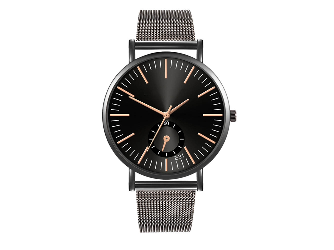 Reloj De Pulsera Para Parejas, Estilo Casual, Correa De Malla, Movimiento De Cuarzo (negro)