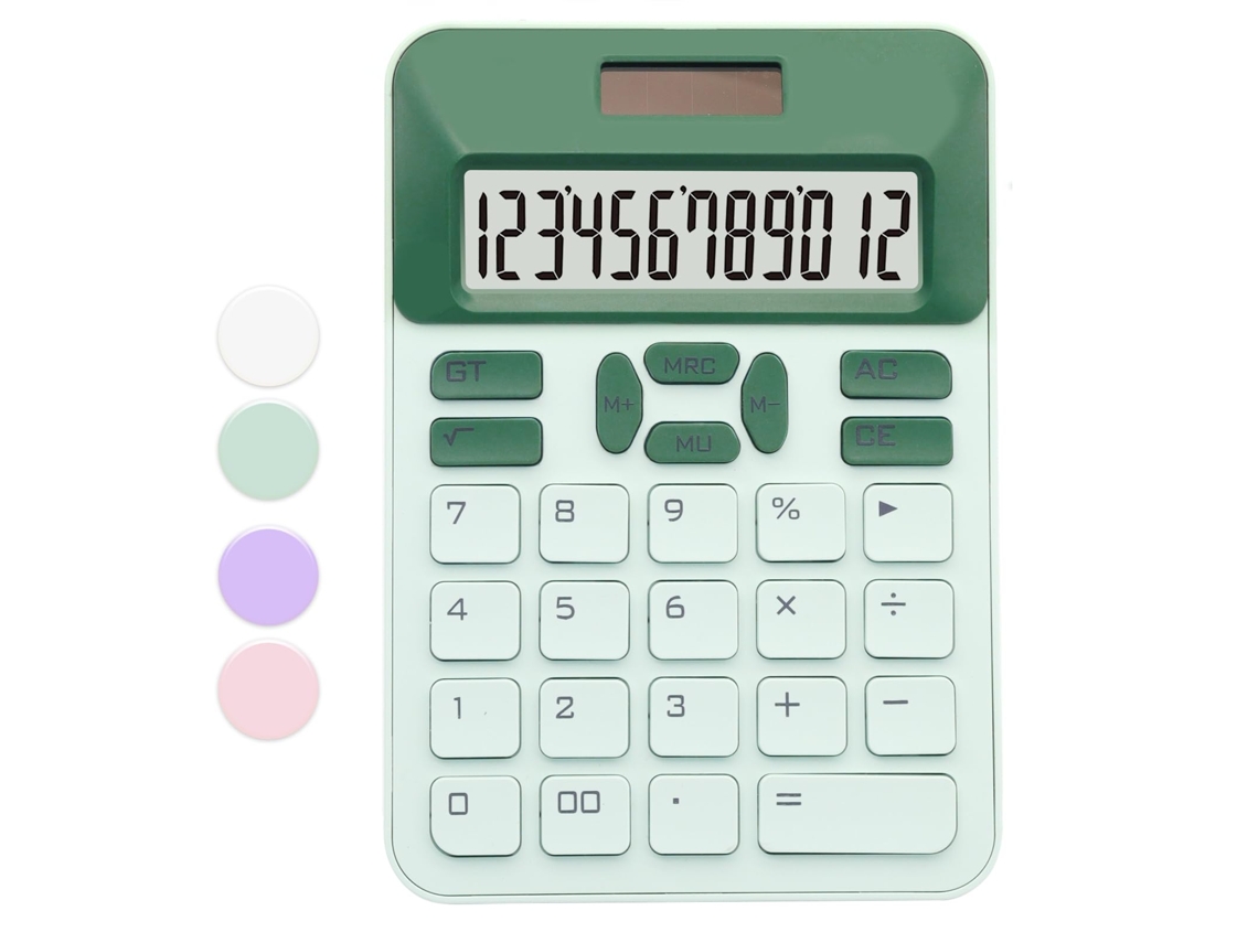 Calculadora solar básica Csyy con pantalla LCD de 12 dígitos (verde)
