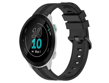 Correa De Reloj Inteligente Para Garmin Forerunner 158, Banda De Reloj De Rayas Cóncavas De Silicona Negra De 20Mm VENISYMLIS