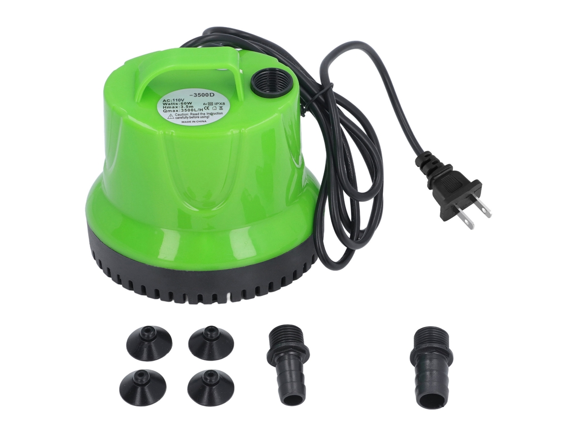 Bomba sumergible de 925 GPH y 60 W para fuentes, piscinas, acuarios, tanques y cascadas. Enchufe estadounidense de 110 V.