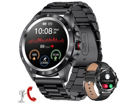 Smartwatch WEB2O 1.32'' HD Touch Screen Ip67 Impermeable para iOS y Android Negro