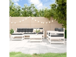 Conjunto de salón de jardín de 7 piezas de pino macizo blanco Dkd Home Decor